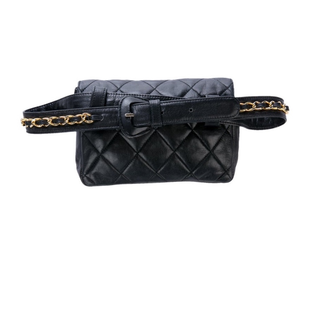 Preloved Authentic vintage Chanel quilted CC lambskin belt bag black - Picture 6 of 14